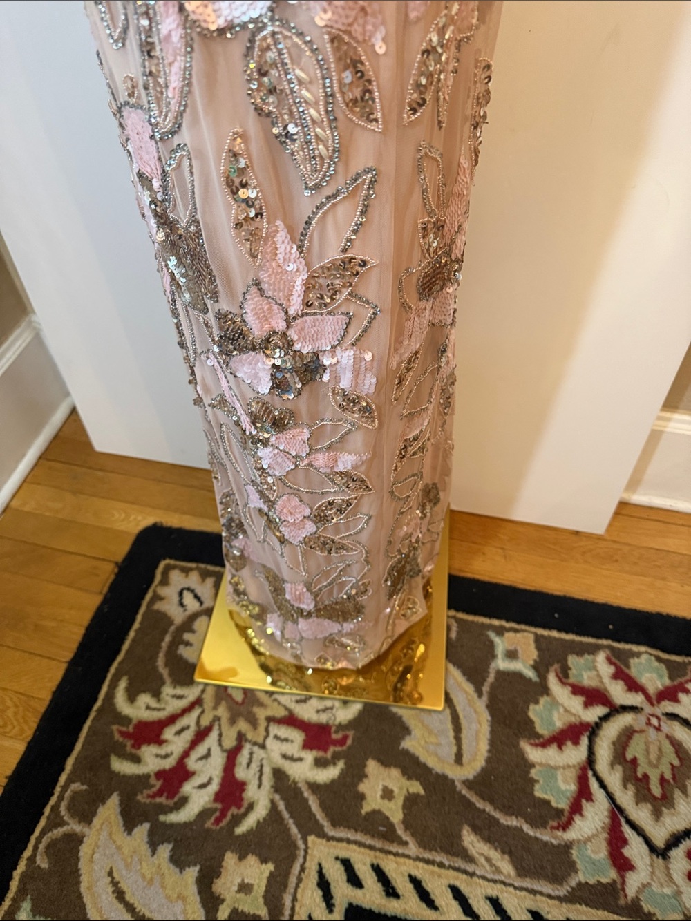 Aidan Mattox size 14 New w tags Floral  Beaded Sleeveless Gown blush pink - Picture 7 of 12